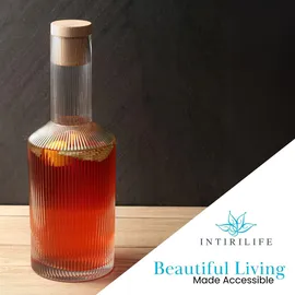 Intirilife Glaskaraffe 1.7 Liter Kristall Krug Karaffe in Transparent - Gold | Gr.: onesize