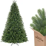 SALCAR 100% PE Spritzguss Weihnachtsbaum Künstlich 210 cm, Künstlicher Tannenbaum mit 1080 PE Astspitzen, edle Nordmanntanne, inklusive Handschuhe und Metallständer