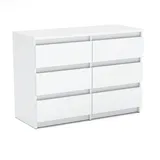 MRBLS_HOME Kommode 100 cm mit 6 Schubladen – Weiß Matt Sideboard für Schlafzimmer, Wohnzimmer und Flur – Moderner Schubladenschrank mit Stauraum – 100 x 71,5 x 33,5 cm (B/H/T)