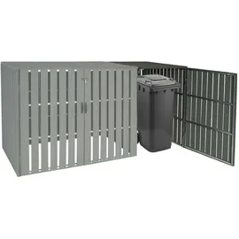MCW 1er WPC-Mülltonnenverkleidung Erweiterung MCW-J28, Mülltonnenbox, Metall Holzoptik ~ grau