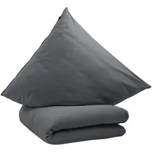 schlafgut Premium Knitted Jersey Uni Grau 135 x 200 cm + 2 x 80 x 80 cm