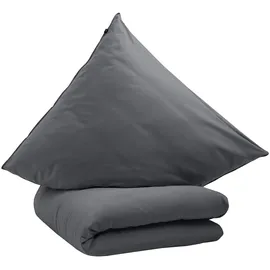 schlafgut Premium Knitted Jersey Uni Grau 135 x 200 cm + 2 x 80 x 80 cm