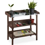Relaxdays Pflanztisch Holz 86 x 92 x 42 cm dunkelbraun