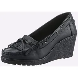Pumps HEINE, Damen, Gr. 40, blau (marine), Leder, Rindsleder, Glattleder, modisch, Schuhe