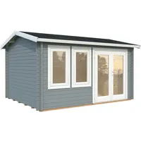 Palmako Gartenhaus Iris 11,1 m2 - 44 mm hellgrau/weiß