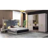 Xlmoebel Komplettschlafzimmer Elegantes Holz-Möbelset mit Bett und Nachttischen, (4-tlg., Bett + 2x Nachttische + Kleiderschrank), Hergestellt in Europa bunt