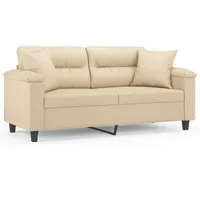 VidaXL 2-Sitzer-Sofa mit Kissen Creme 140 cm Mikrofasergewebe