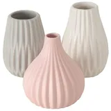 Boltze Vase Wilma H14 cm Ø 8cm Steingut grau/rosa/weiß 3er-Set