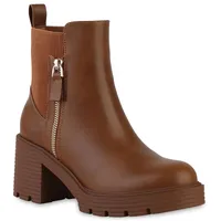 VAN HILL Damen Klassische Stiefeletten Zipper Trendy Schuhe 840489