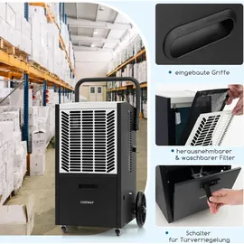 Costway Luftentfeuchter, Bautrockner mit Pumpe, 24H Timer, & 4 Rädern, Industrie Trocknungsgerät mit