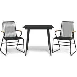 vidaXL 3-tlg. Garten-Essgruppe Schwarz PVC Rattan