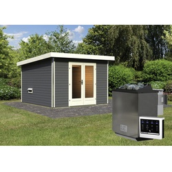 KARIBU Sauna »Kuusalu 1«, BxHxT:309 x 229 x 309 cm, 4 Personen - grau