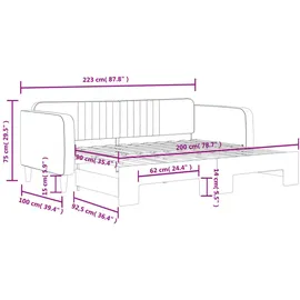 vidaXL Tagesbett Ausziehbar Dunkelgrau 90x200 cm Samt