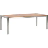 Beliani Gartentisch hellbraun aus Eukalyptusholz Edelstahl 220 cm