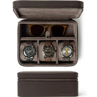 TAWBURY Leder-Uhrenetui für Reisen mit Aufbewahrungsfach - Uhrenbox Reise 3 Uhren | Uhrenbox Herren Reise | Uhrenbox Leder Braun | Uhrenkasten 3 Uhren | Watch Box Travel
