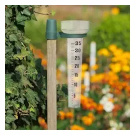 Relaxdays Regenmesser 2er Set, mit Halterung, Niederschlagsmesser Garten, Skala 35 mm/m2, Kunststoff, transparent/grün