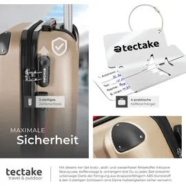 Tectake tectake® Hartschalenkoffer-Set, Cleo 4-teilig, 3 Trolleys, 1 Beauty Case inkl. Kofferwaage und -anhänger - Beige