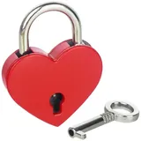 HMF Mini Deko Vorhängeschloss mit Schlüssel in Herzform, Rot
