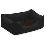 BedDog Hundebett Mimi, Hundesofa aus Cordura, Microfaser-Velours, waschbares Hundebett Vier-eckig mit Rand, Hundekissen für drinnen, draußen, S, schwarz-braun