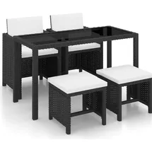 vidaXL Polyrattan Set 11-tlg. schwarz/cremeweiß