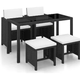 vidaXL Polyrattan Set 11-tlg. schwarz/cremeweiß
