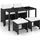 vidaXL Polyrattan Set 11-tlg. schwarz/cremeweiß