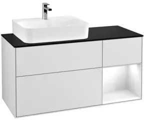V&B Waschtischunterschrank Finion 120cm, Pl b m, Rg r g wh. Lac, wh. m Lac
