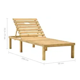 vidaXL Garten-Sonnenliege mit Tisch und Auflage Kiefer Imprägniert