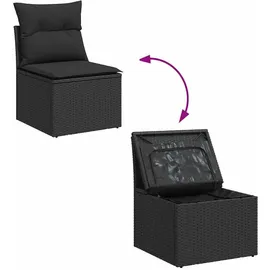 vidaXL Gartenlounge-Set 9-tlg. Loungeset schwarz