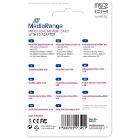 MediaRange MR956 microSDHC Class 10 + SD-Adapter 4 GB