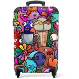 NoBoringSuitcases.com© Kinderkoffer Muster - Monster - Regenbogen - Lustig - Abstrakt - Kinder 55x35x20cm, 4 Rollen, Kinder Koffer Klein, Trolley Handgepäck bunt 35 cm x 55 cm x 20 cm