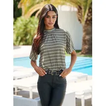 Heine Shirtbluse oliv/schwarz 36