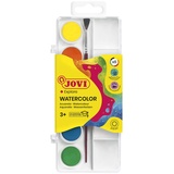 Jovi Wasserfarbkasten, 6 Wasserfarben mit Pinsel und Mischpalette, 1 stück (1er Pack), sortiert