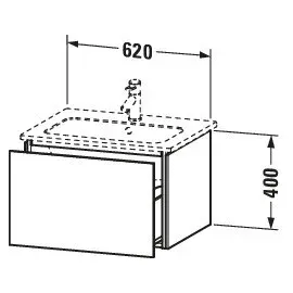 Duravit L-Cube 62x48,1cm, betongr ma, 1 Auszug, LC614000707,