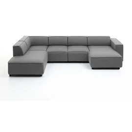 Atlantic Home Collection BULKY Wohnlandschaft Ecksofa, Récamière links, Stoff, hellgrau, 195 x 324 x 70 cm