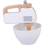 Mixer Handmixer aus Holz mit Rührschüssel mit Funktion weiß 230527