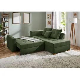 Jockenhöfer Eckcouch Polyester mit Bettfunktion 2-Sitzer Grün