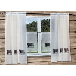 Gardine "Weihnachtsmann" Gr. 2, beige, B:90cm H:180cm, Organza, Polyester, HOSSNER - ART OF HOME DECO, Gardinen, Landhaus-Look