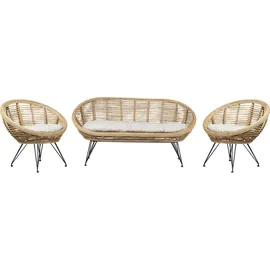 Beliani Lounge Set 3-tlg. Beige/Schwarz