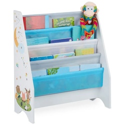 relaxdays Bücherregal Kinder Bücherregal, A blau|grau|weiß