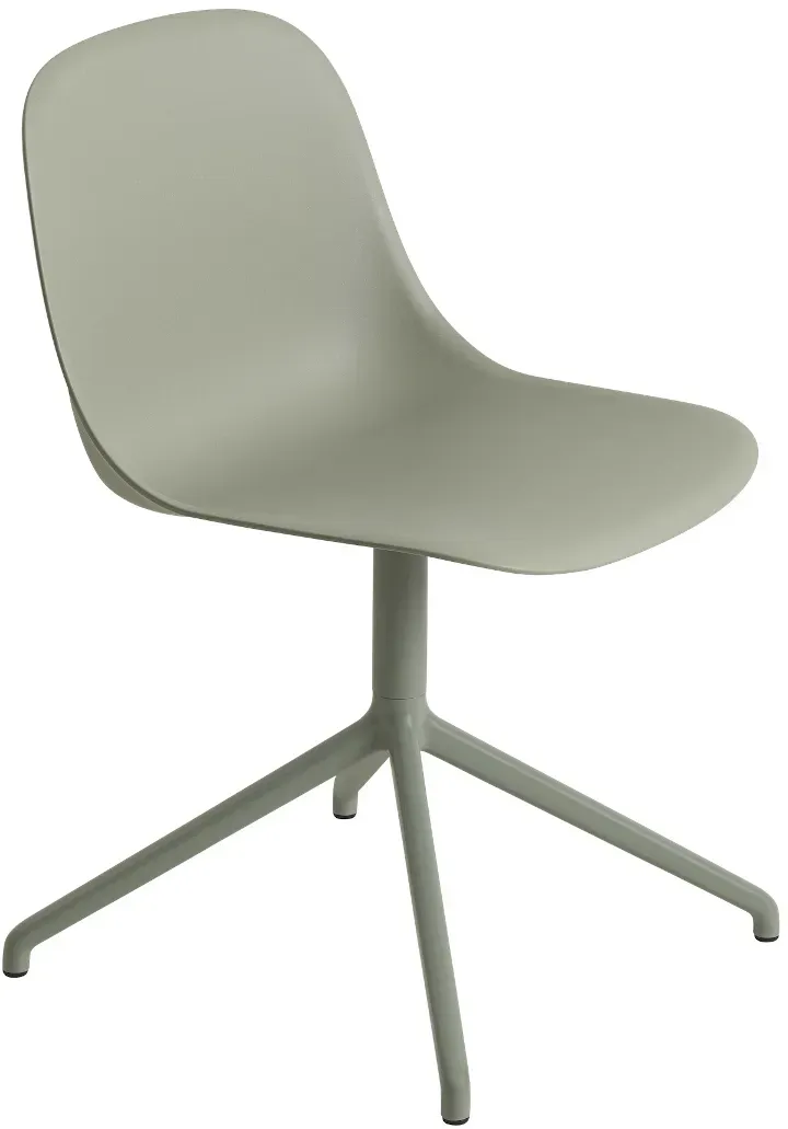 Muuto Fiber Side Chair, swivel base with return, dusty green / dusty green