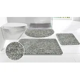 MY HOME Badematte MY HOME "Sanremo, Badvorleger, Badezimmer Teppich, sehr weich" Gr. 3, grau (graumeliert), H:30mm, Polyester, Badematten, Badematte, Badteppich, unifarben, rechteckig, rund & als 3-tlg. Set erhältlich