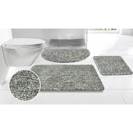 MY HOME Badematte MY HOME "Sanremo, Badvorleger, Badezimmer Teppich, sehr weich" Gr. 3, grau (graumeliert), H:30mm, Polyester, Badematten, Badematte, Badteppich, unifarben, rechteckig, rund & als 3-tlg. Set erhältlich