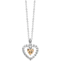 Julie Julsen Kette mit Anhänger Herz Zirkonia weiß champagner Silber
