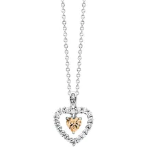 Julie Julsen Kette mit Anhänger Herz Zirkonia weiß champagner Silber