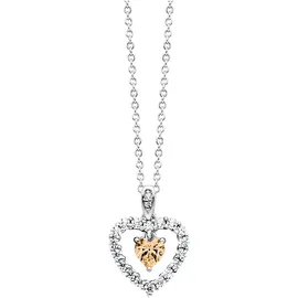 Julie Julsen Kette mit Anhänger Herz Zirkonia weiß champagner Silber