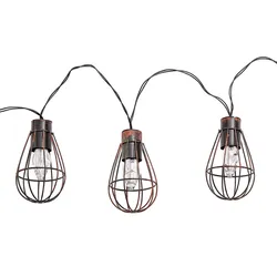 30x LEDs Solar Lichterkette Aussen Solarlampe Garten Dekoration Retro Stil, Metall rost, LED warmweiß, L 200 cm