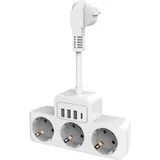Steckdosenleiste 3-Fach, Steckdose Erweiterungen 3 Steckdosen mit 3 USB & 1 USB-C Ports Steckerleiste Steckdosenadapter, 3-Fach Steckdosenleiste