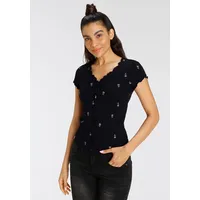 KangaROOS Kurzarmshirt in schwarz-bunt | Gr.: 36/38,