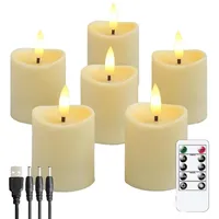 Pesfehhy LED-Kerzen, Flackernde Flammenlose Kerzen, Wiederaufladbare Kerze, Echte Wachskerzen mit Fernbedienung, Milchig